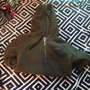 Fluffy half zip up hoodie